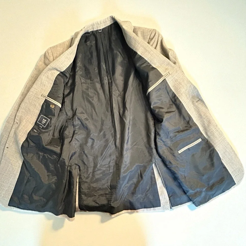 Men's J.Crew Voyager Thompson Blazer‎ 40L Gray 100% Wool Sport Coat Jacket